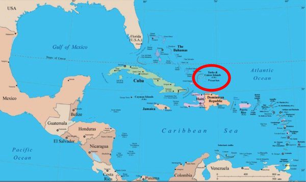 Where are the Turks and Caicos Islands located?